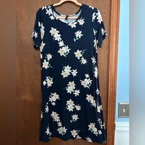 DUSDIMON Summer Casual Tshirt Dresses Short Sleeve Cover ups Beach Loose Dress